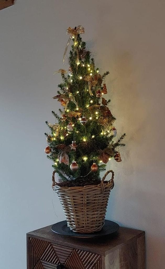 Boomversiering brons / goud Mini kerstbal, strikjes, etc., Ophalen of Verzenden, Nieuw