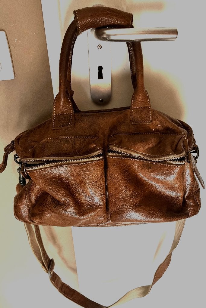 Cowboys bag bruin The Bag leer, Ophalen of Verzenden, Gebruikt, Bruin, Handtas