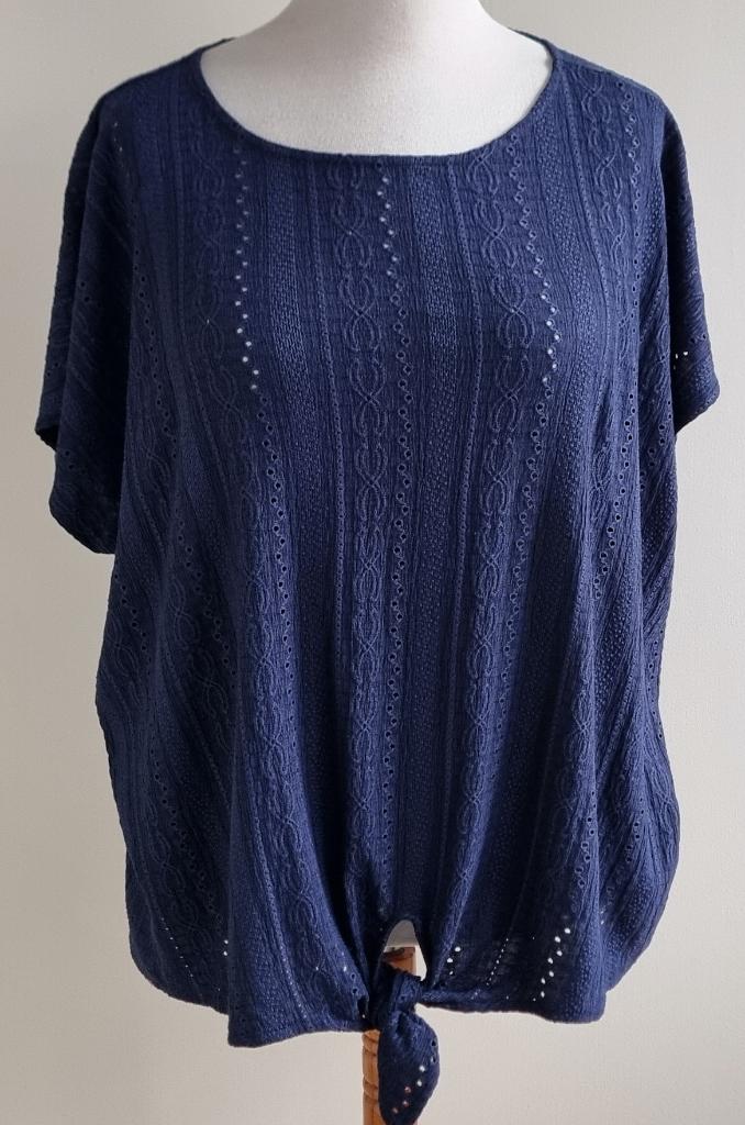 MS Mode donkerblauw broderie shirt mt. XL, Blauw, Maat 46/48 (XL) of groter, Ophalen of Verzenden, Zo goed als nieuw
