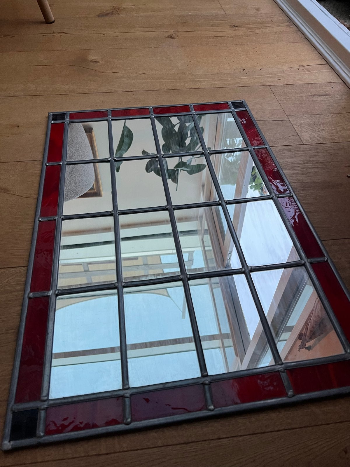 Decoratieve spiegel met glas-in-lood, Ophalen, Rechthoekig, 50 tot 100 cm, Minder dan 100 cm