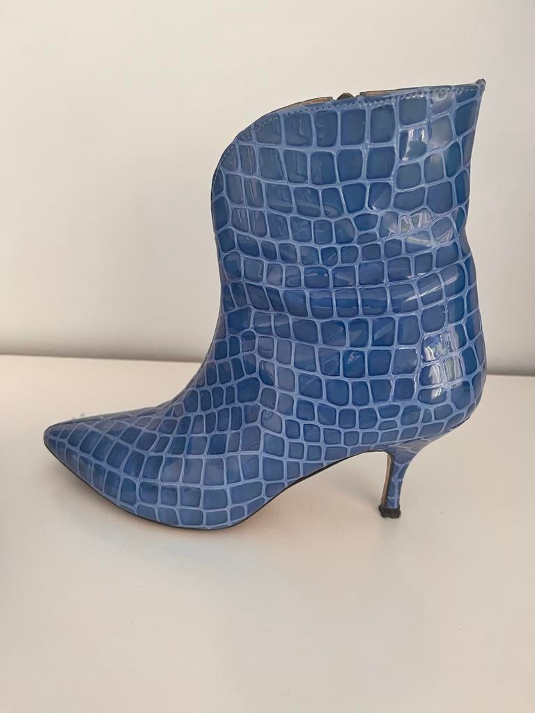 Ou, Boutique Stories, Leren enkellaarsjes, mt 39, Ophalen, Gedragen, Blauw, Lage of Enkellaarzen