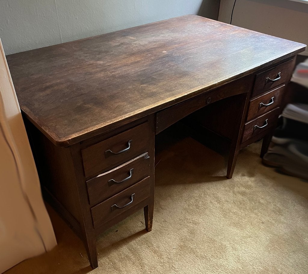 Vintage Eiken Bureau met Lades, Ophalen of Verzenden