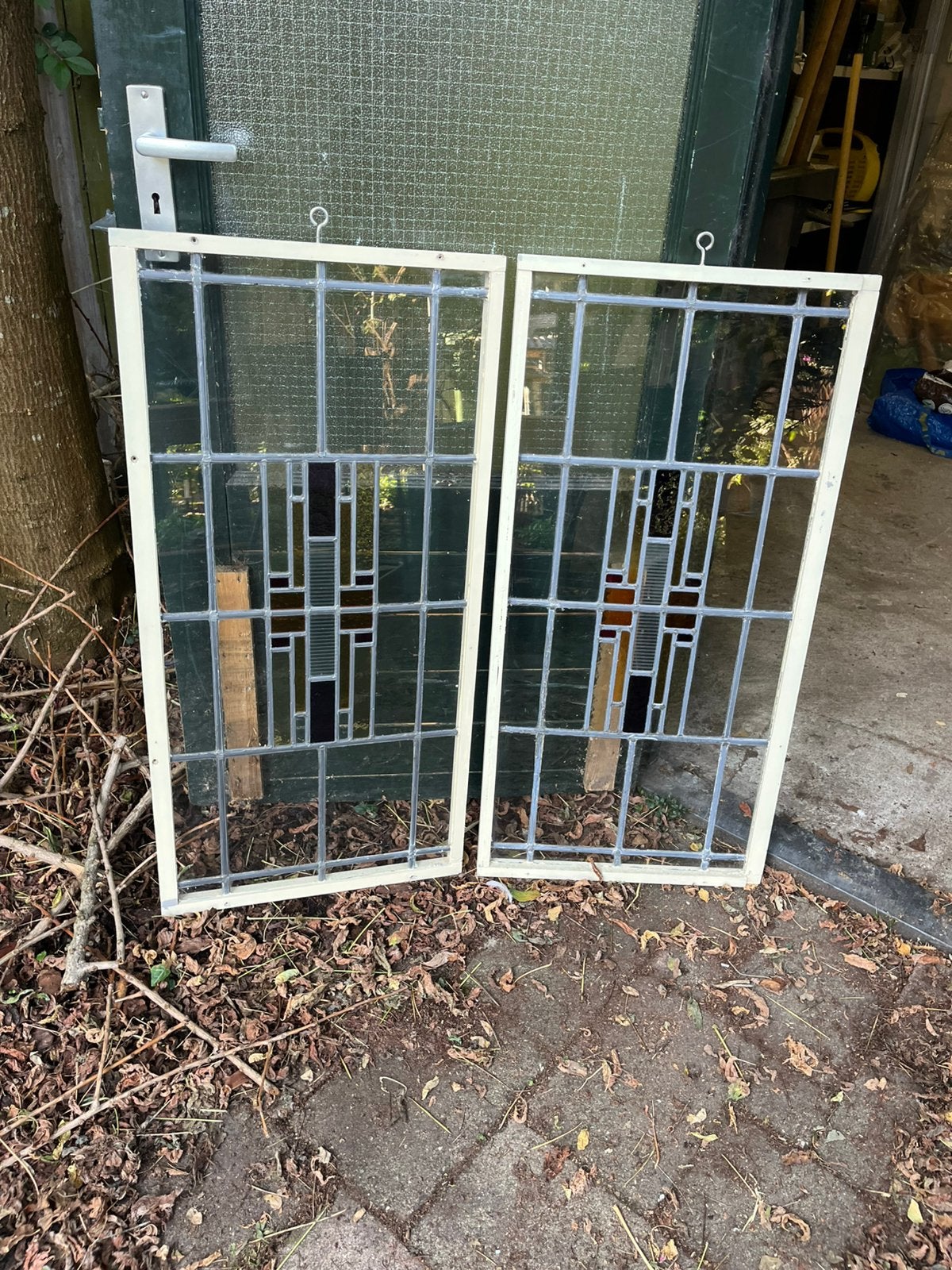 2 schitterende glas in lood ramen, Doe-het-zelf en Verbouw, Glas en Ramen, Ophalen, Gevelraam of Ruit, Gebruikt, Glas in lood