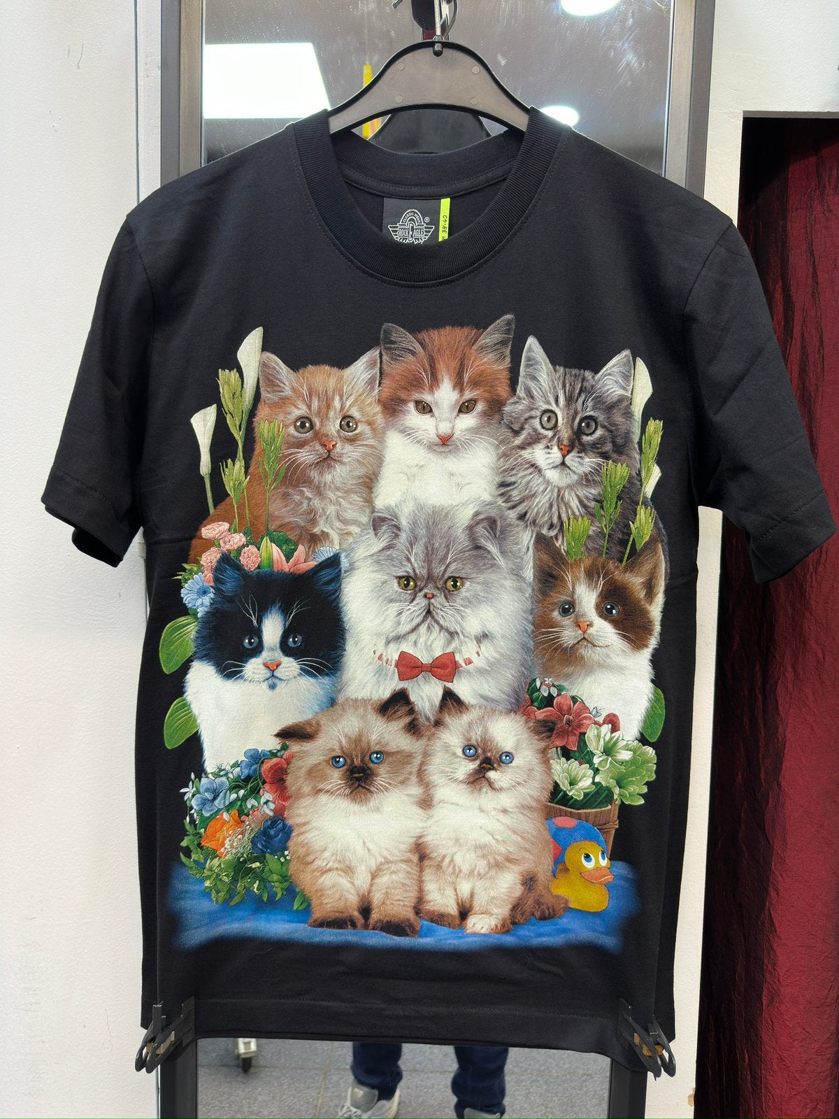 Katten t-shirt maat M glow in the dark, Kleding | Dames, T-shirts, Zo goed als nieuw, Maat 46/48 (XL) of groter, Groen, Korte mouw