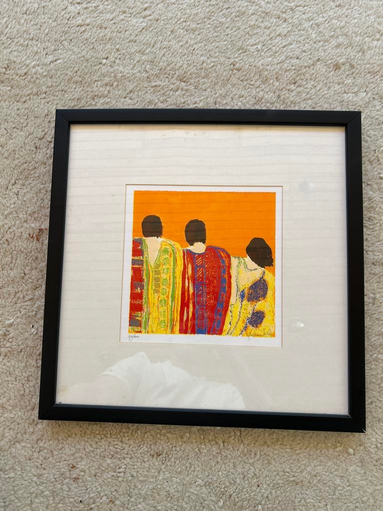 Zeefdruk Marjolijn van Ginkel - 'Drie Vrouwen', Antiek en Kunst, Ophalen of Verzenden