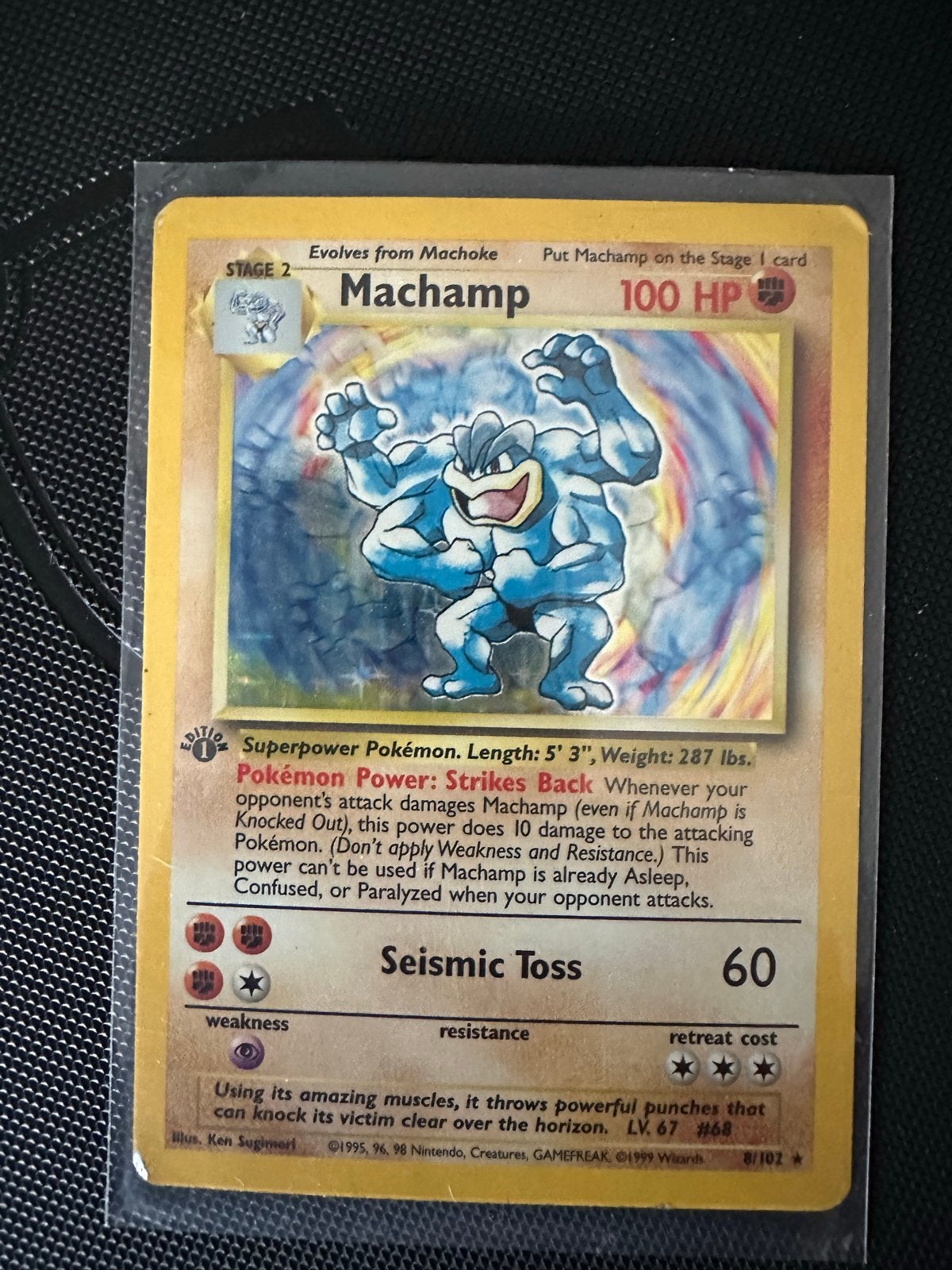 Pokémon Machamp 1st Edition Holografische Kaart, Verzenden, Gebruikt, Losse kaart, Foil