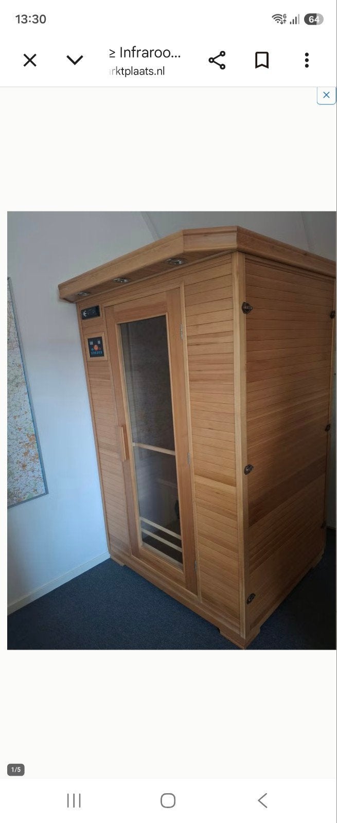 Sauna infrarood 2 pers., Sport en Fitness, Sauna, Ophalen, Zo goed als nieuw, Infrarood, Complete sauna