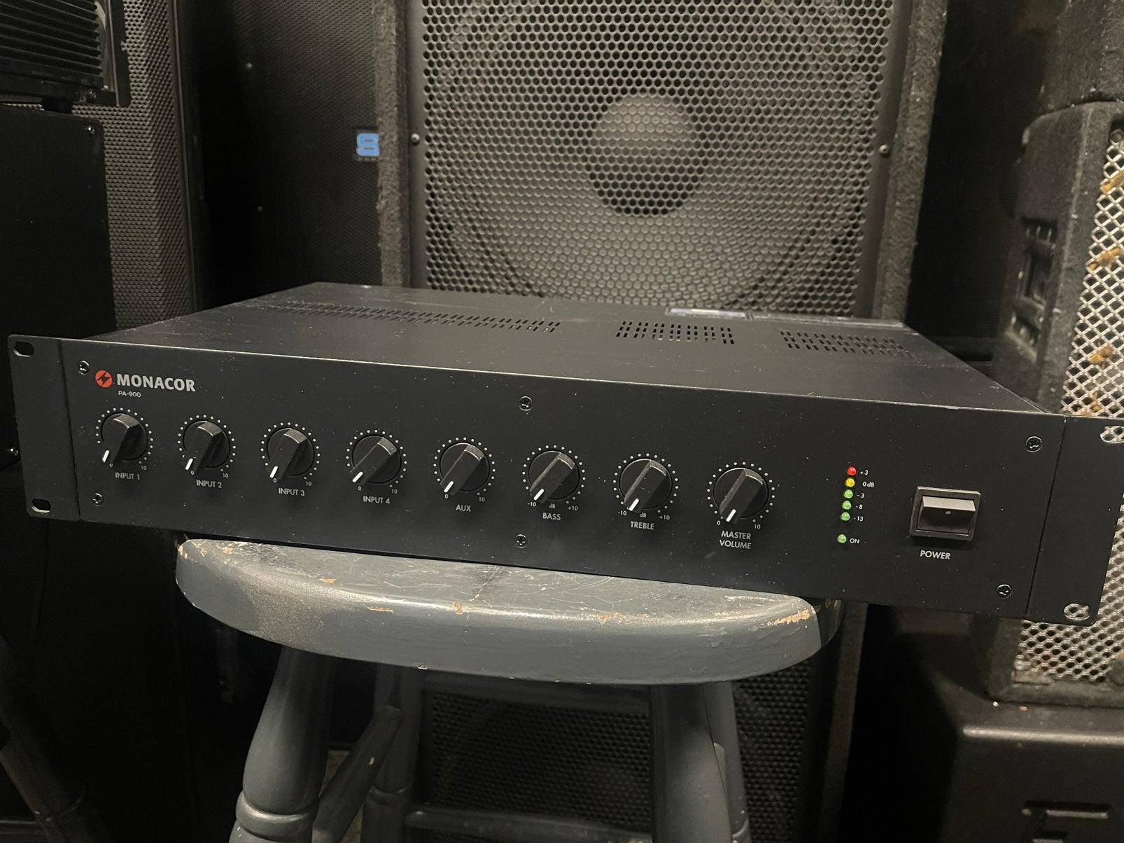 Monacor PA-900 mixing versterker, Ophalen of Verzenden, Gebruikt, Minder dan 500 watt