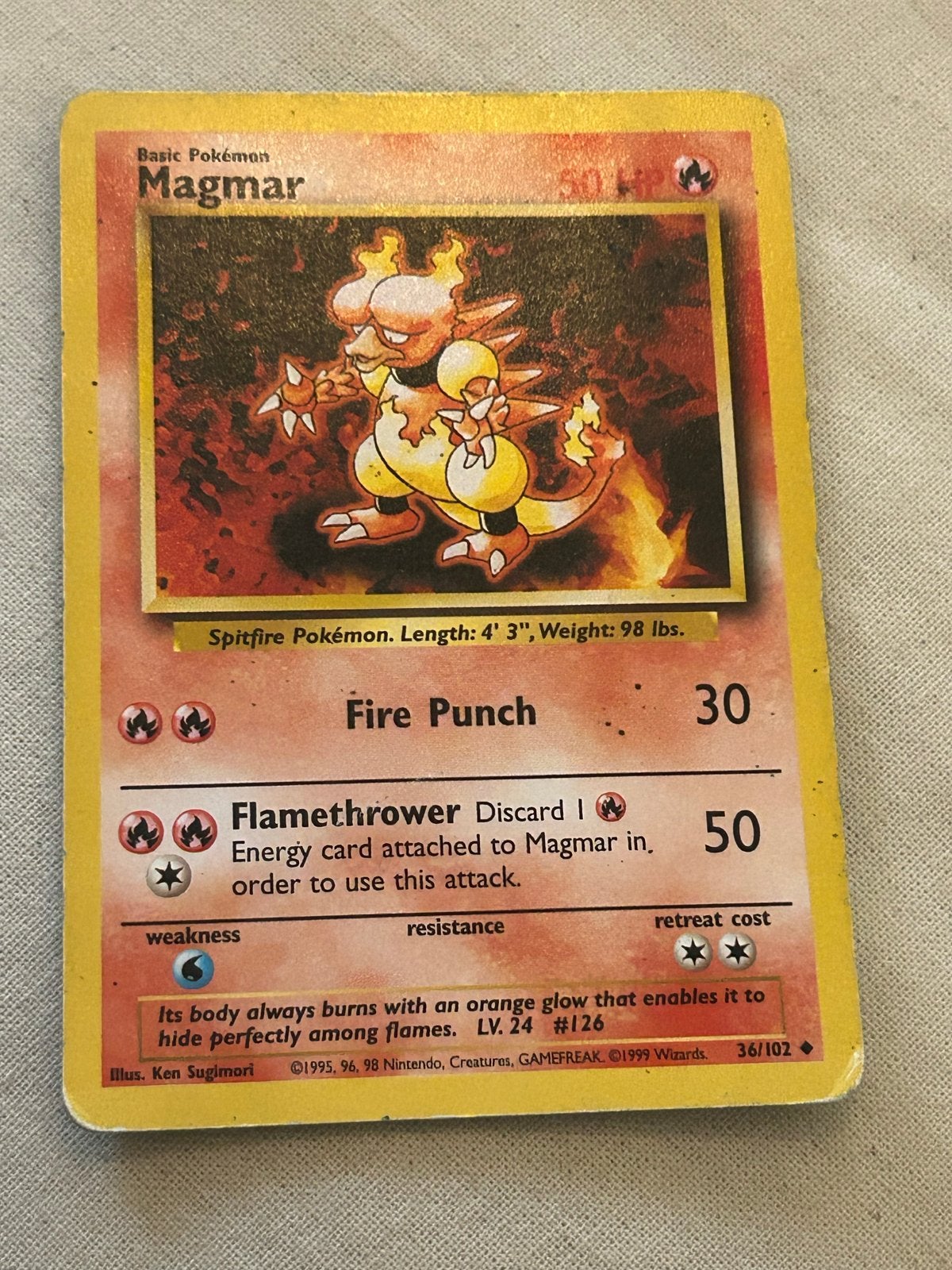 Pokémon Kaart Magmar 36/102 - Basis Set, Verzenden, Gebruikt, Losse kaart