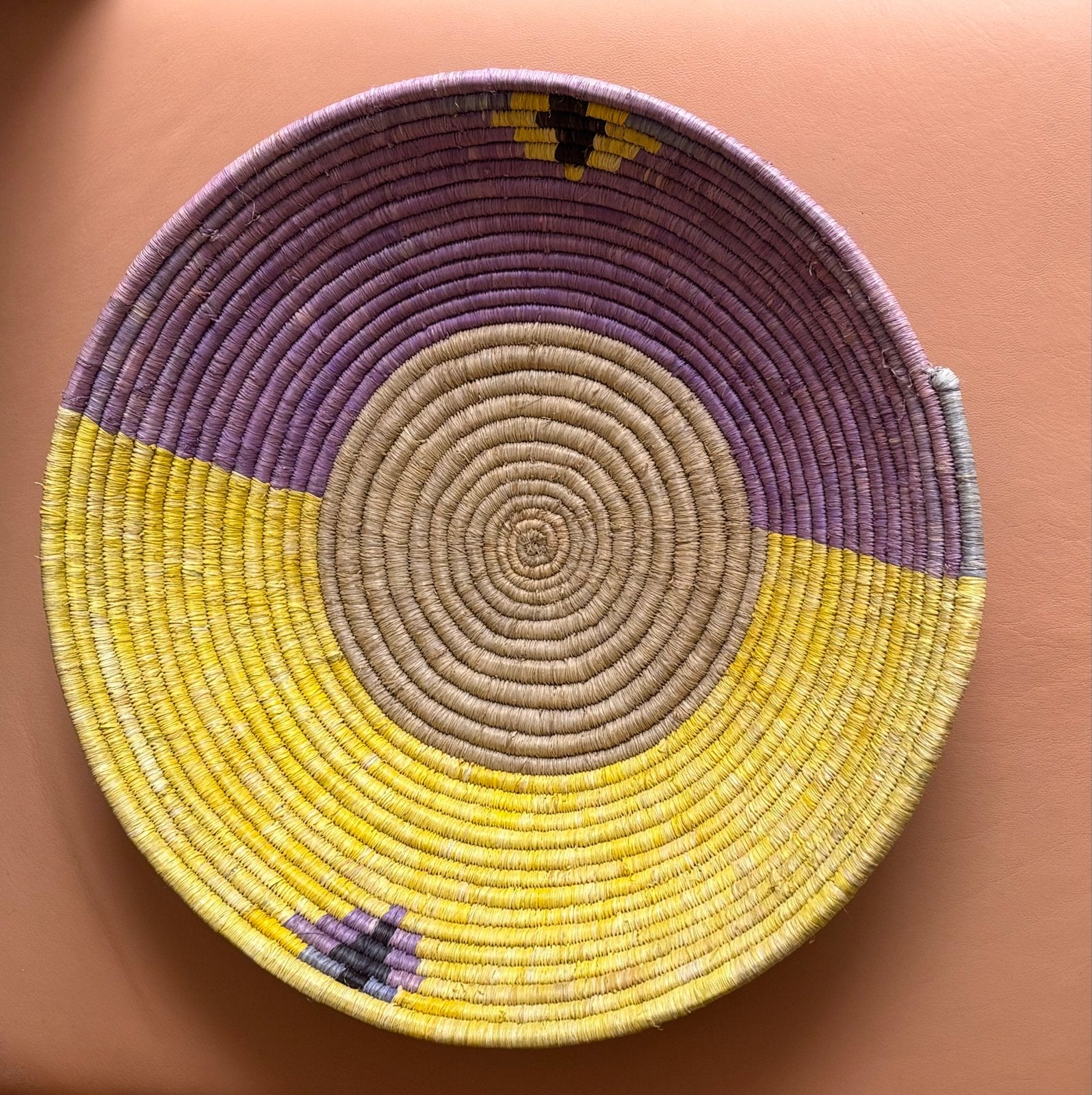 Handgeweven Afrikaanse Mand - Paars & Geel Decoratie, Ophalen of Verzenden