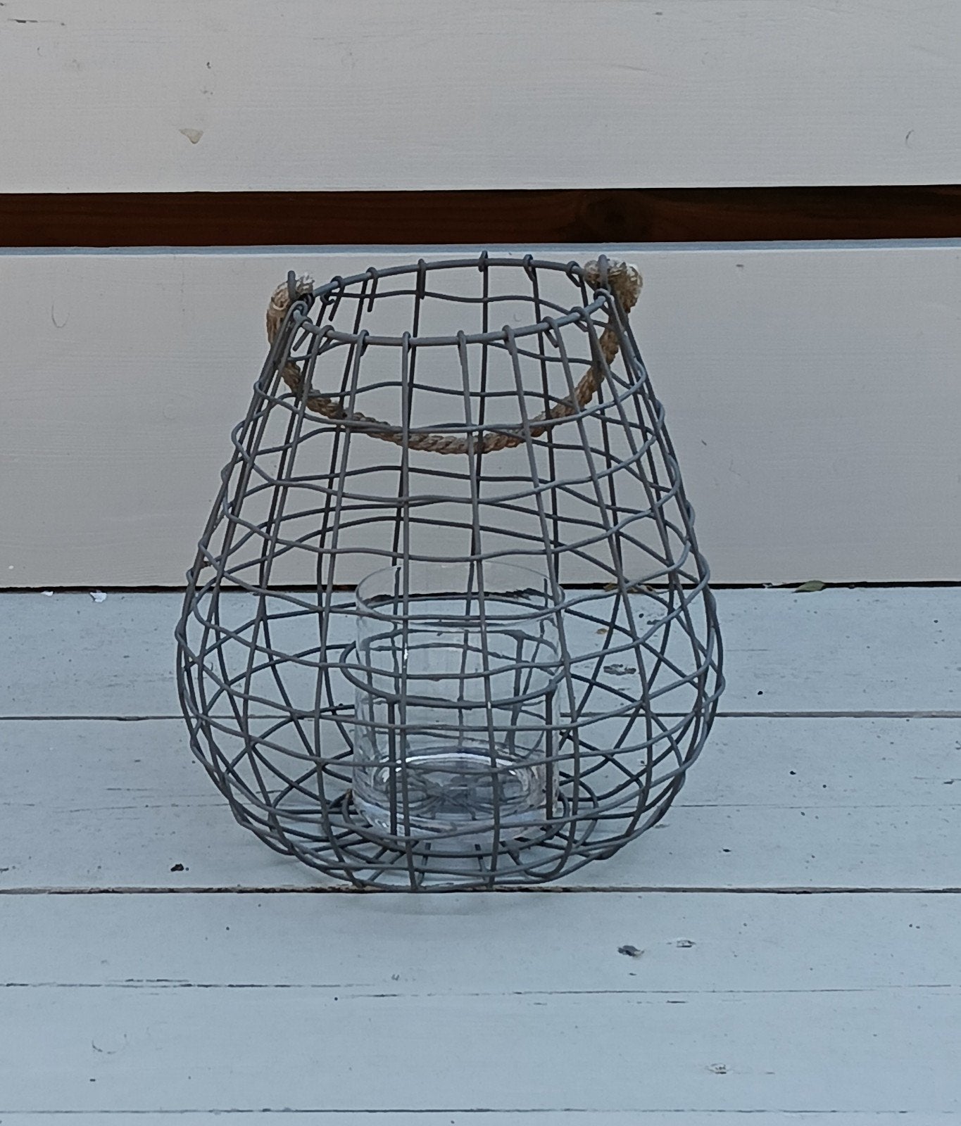 Metalen Lantaarn met Glas - 27 cm hoog, Huis en Inrichting, Woonaccessoires | Kandelaars en Kaarsen, Gebruikt, Lantaarn, Overige merken