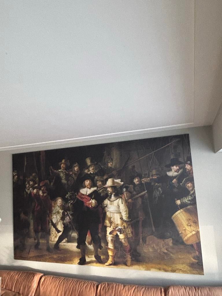 Groot formaat print van De Nachtwacht 250x150, Antiek en Kunst, Ophalen of Verzenden