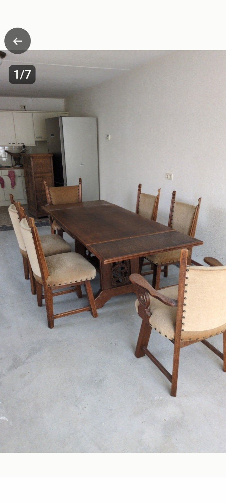kloostertafel uittrekbaar tot 6 pers eethoek 6 stoelen, Ophalen