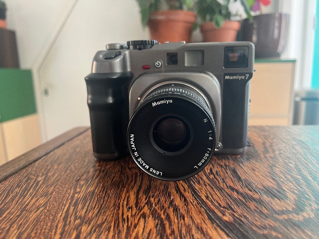 Mamiya 7 + 80mm lens, Ophalen of Verzenden, Zo goed als nieuw, Spiegelreflex, Overige Merken