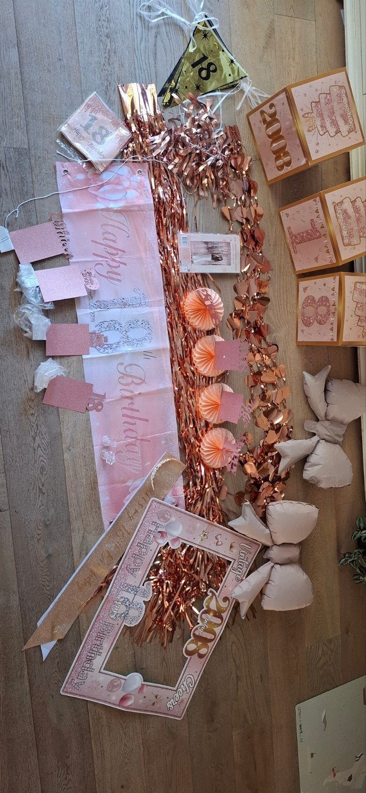 18e Verjaardag Decoratie Set - Roségoud Thema, Ophalen, Zo goed als nieuw, Versiering, Verjaardag