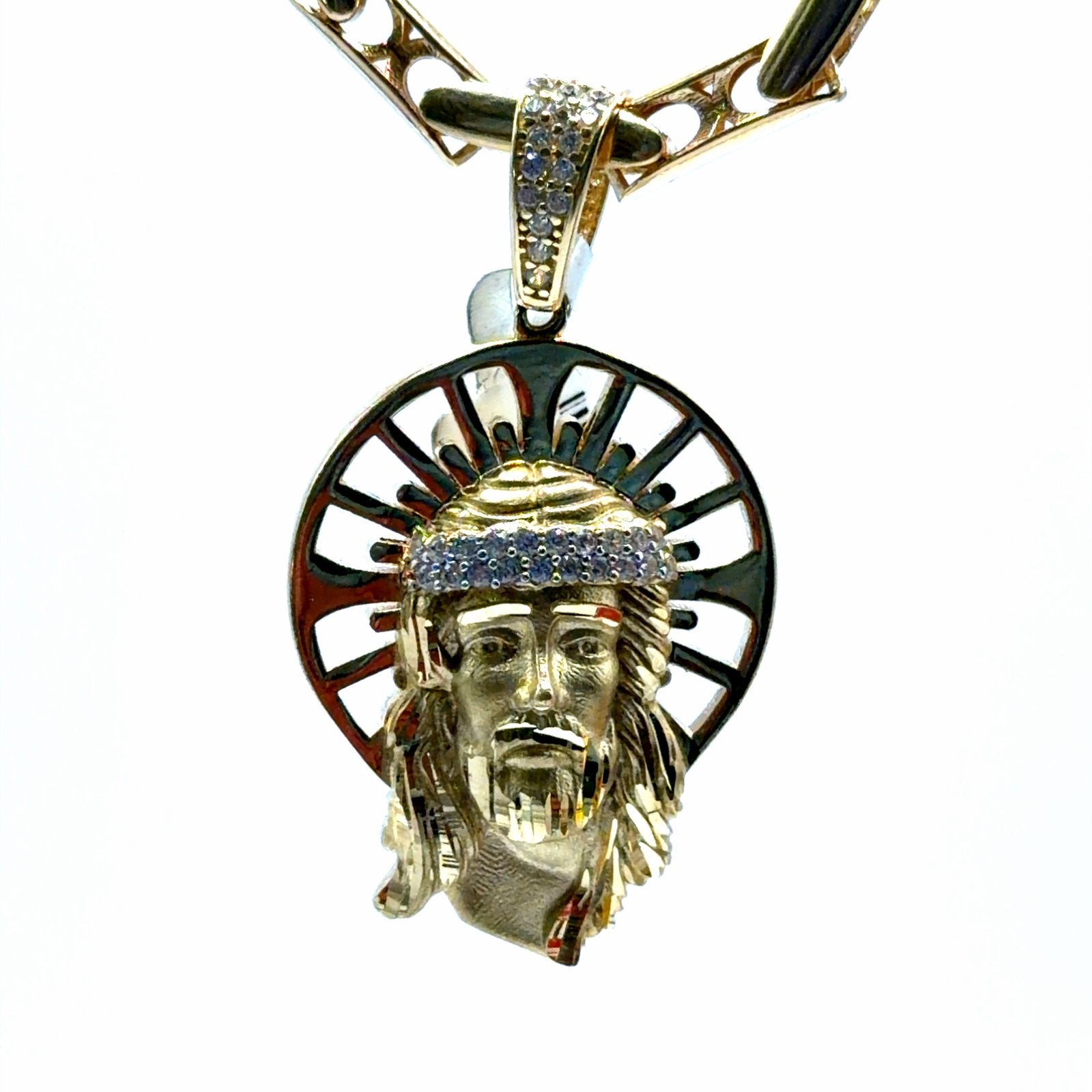 Gouden Jezus Hanger 14K met Zirkonia Steentjes, Overige voorstellingen, W, Nieuw, Ophalen of Verzenden