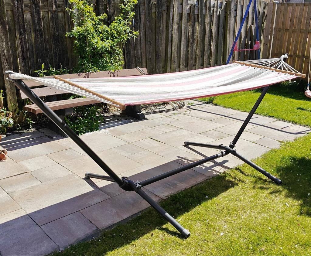Comfortabele hangmat met standaard, Tuin en Terras, Hangmatten, Ophalen, Opvouwbaar, Gebruikt, Eenpersoons