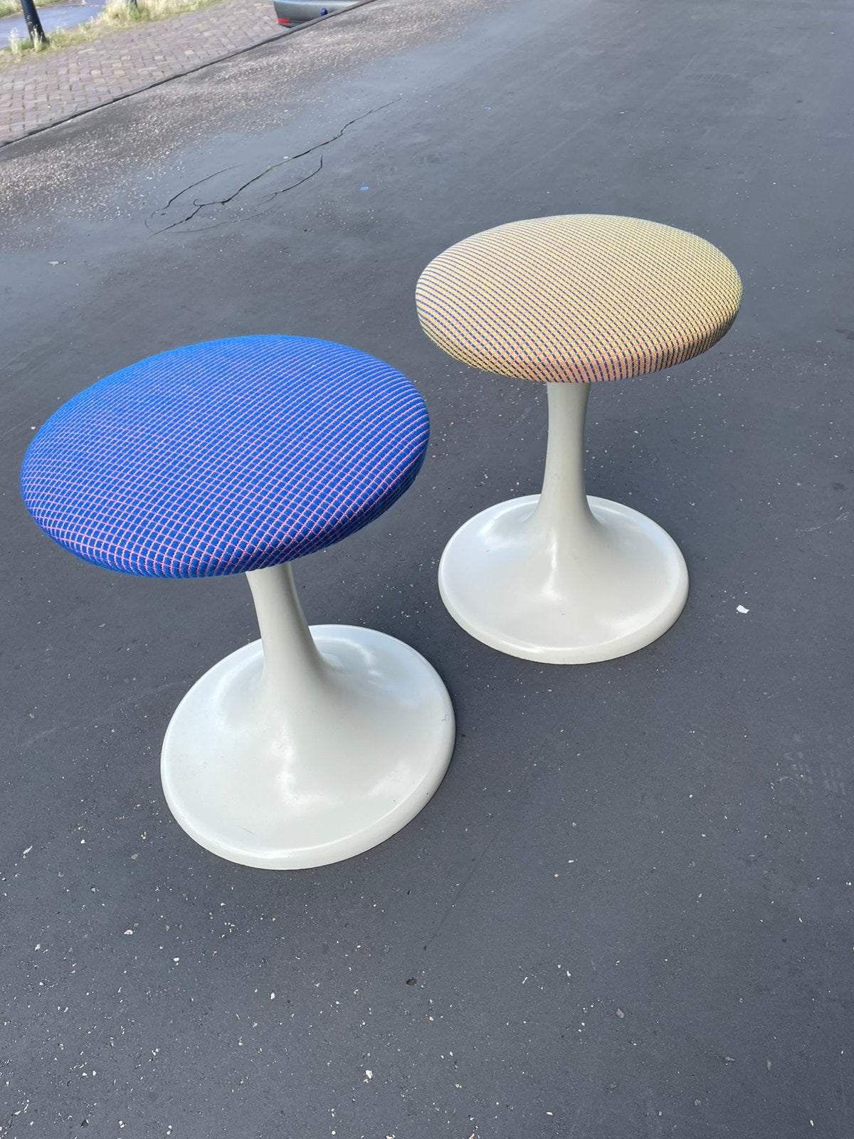 Krukjes jaren 60 tamburin nieuwe bekleding, Huis en Inrichting, Ophalen, Minder dan 50 cm, ., Rond