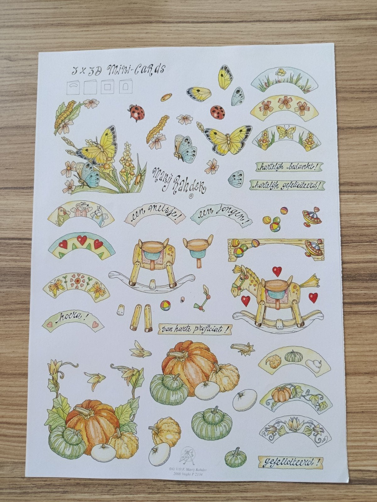 3D Mini - cards Knipvellen,, Hobby en Vrije tijd, Ophalen of Verzenden, Nieuw, Overige thema's, Knipvel