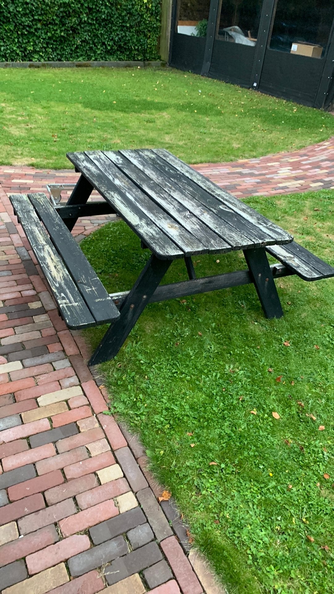 Zwarte picknick tafel klein model, Ophalen of Verzenden, Gebruikt, Rechthoekig, Hout