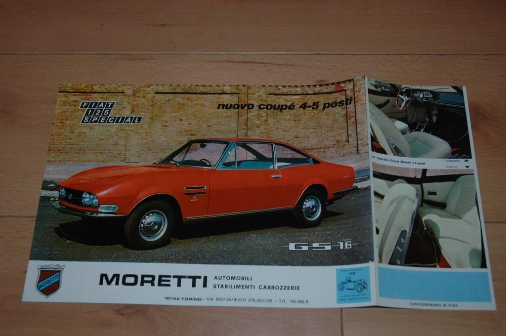 Moretti - Fiat 125 Special Nuovo Coupé 4-5 posti GS 16, Boeken, Auto's | Folders en Tijdschriften, Zo goed als nieuw, Overige merken