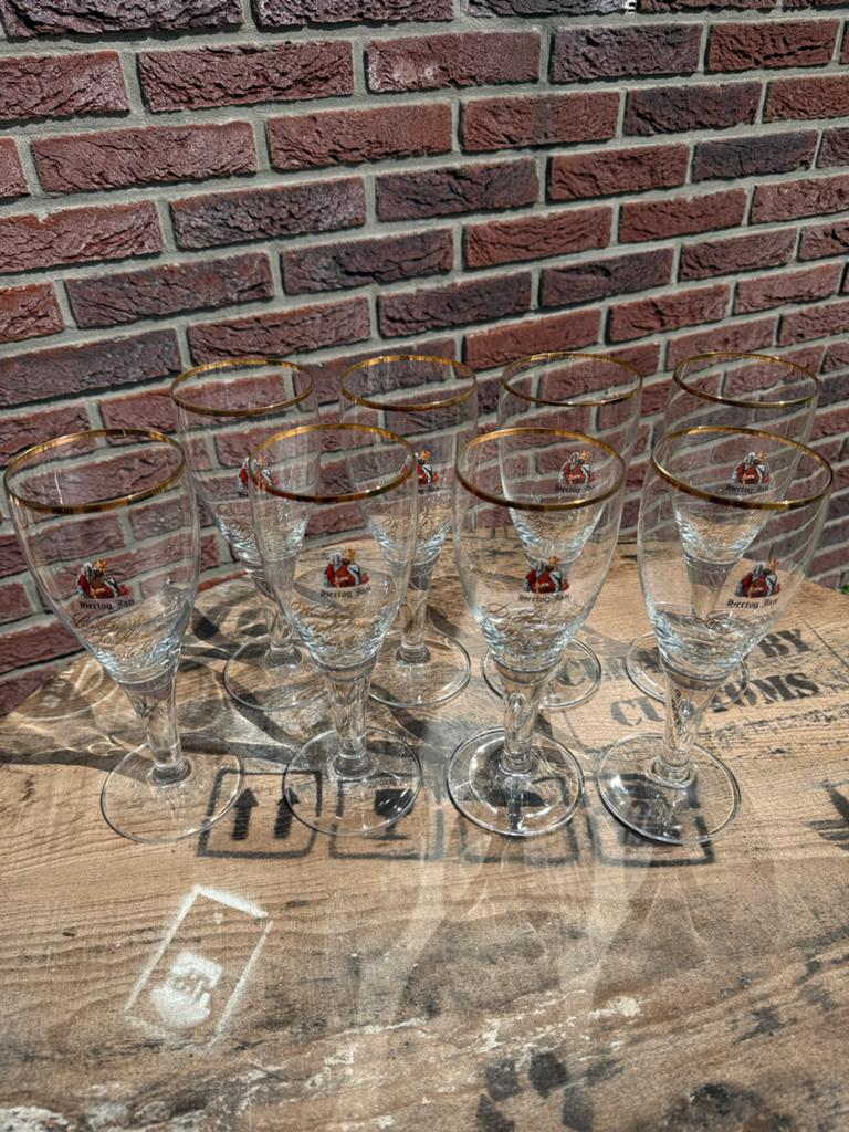 Set van 8 Hertog Jan Bierglazen met Gouden Rand, Ophalen