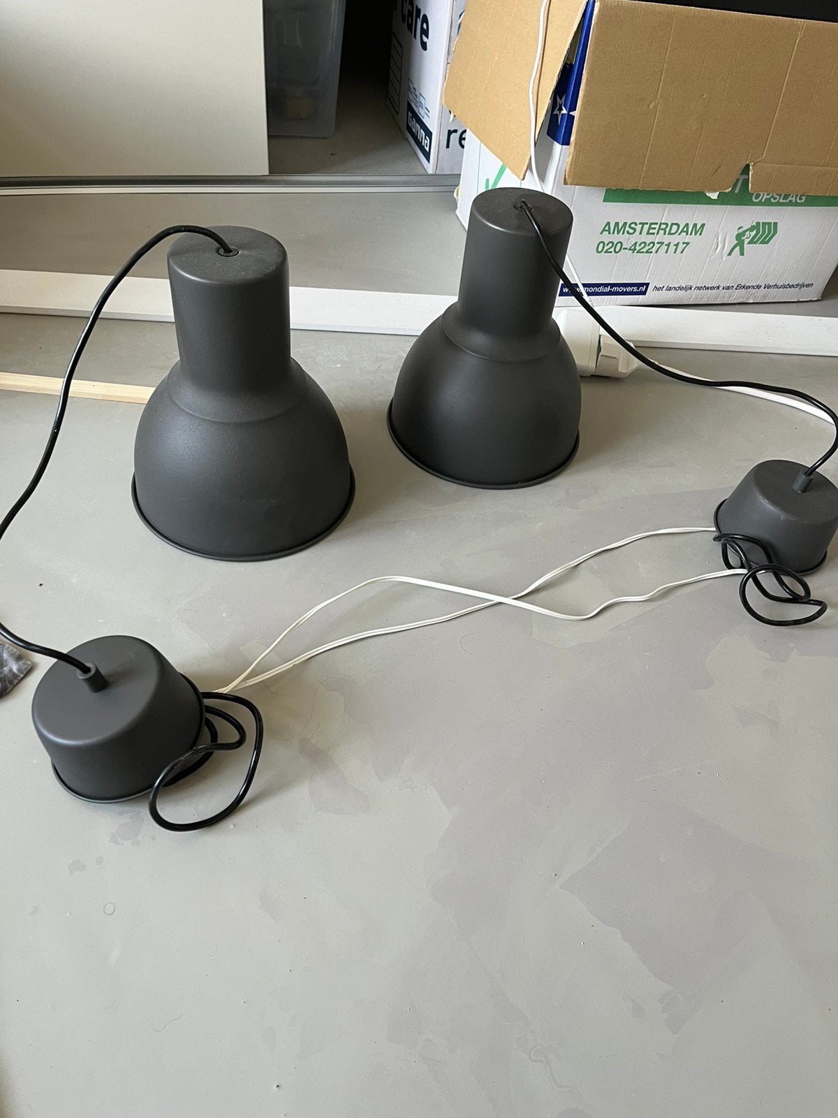 2x HEKTAR Hanglamp donkergrijs 22cm, Ophalen of Verzenden, Zo goed als nieuw