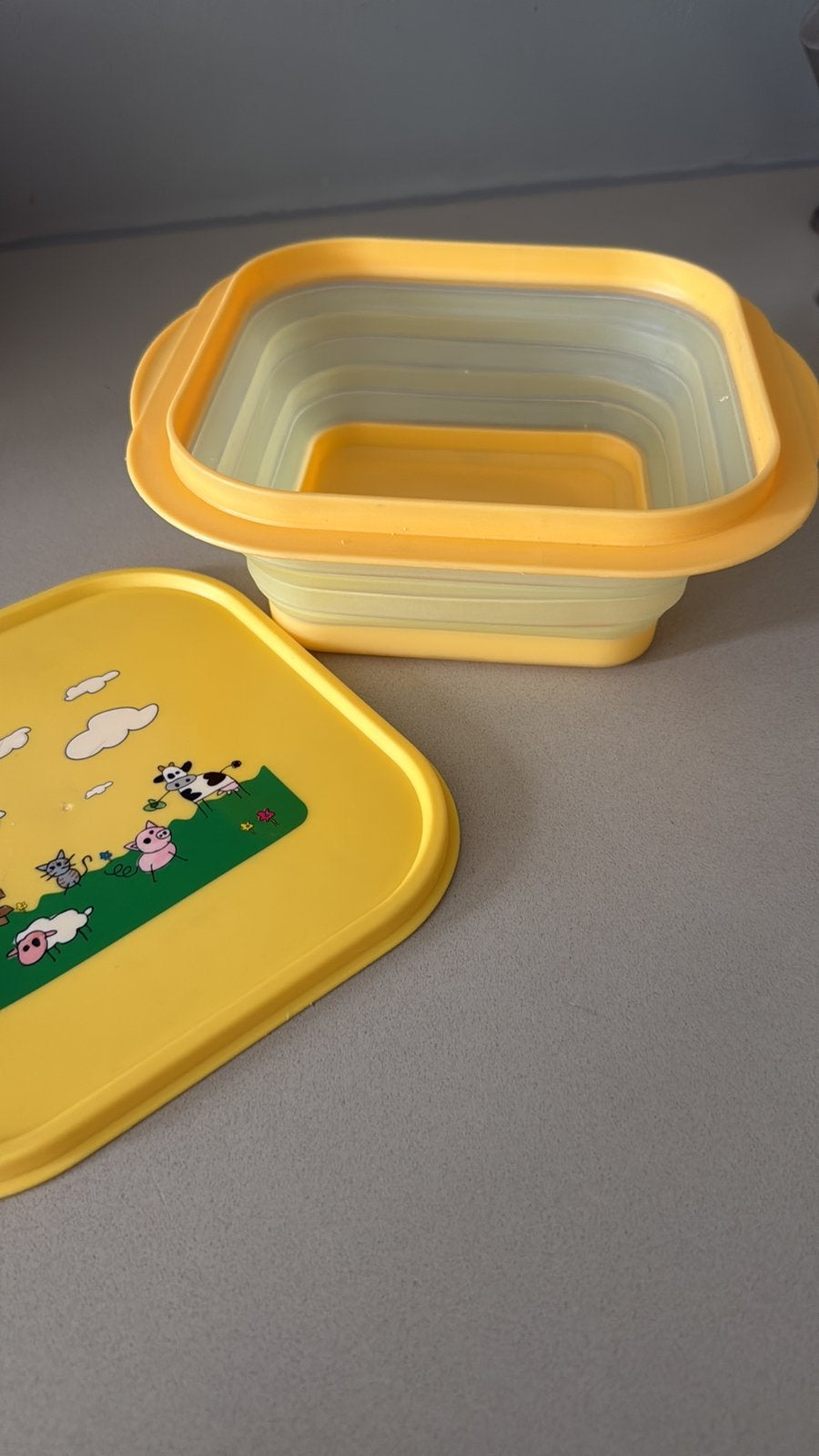 gele opvouwbare kunststof 1200 ml bak kinderen, Ophalen of Verzenden, Overige typen, Gebruikt, Kunststof
