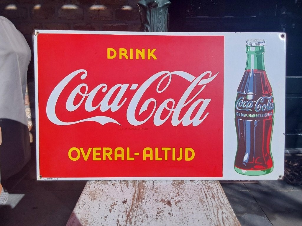 Emaille Coca Cola Reclamebord Bord Fabr Beckers, Antiek en Kunst, Antiek | Emaille, Ophalen