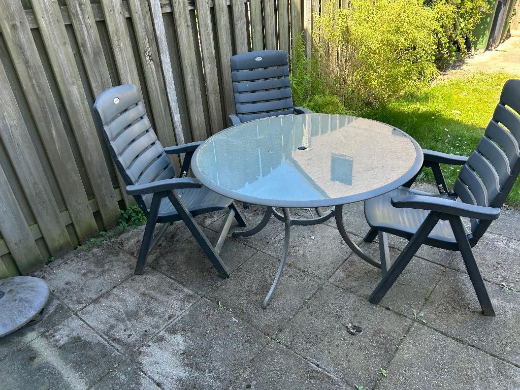 tuintafel met 4 stoelen, Ophalen, Gebruikt, Tuinset, Eettafel