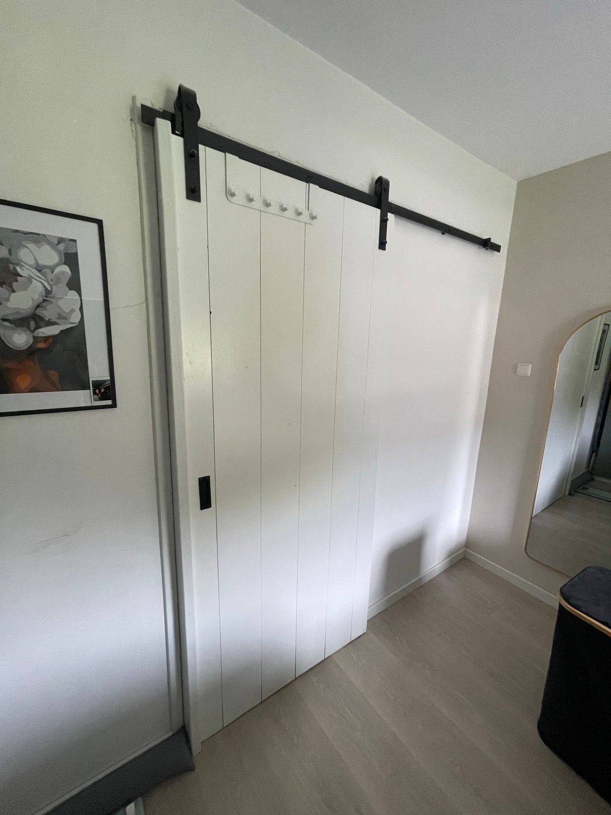 Loftdeur steigerhout met railsysteem, Gebruikt, 80 tot 100 cm, Binnendeur, Ophalen of Verzenden