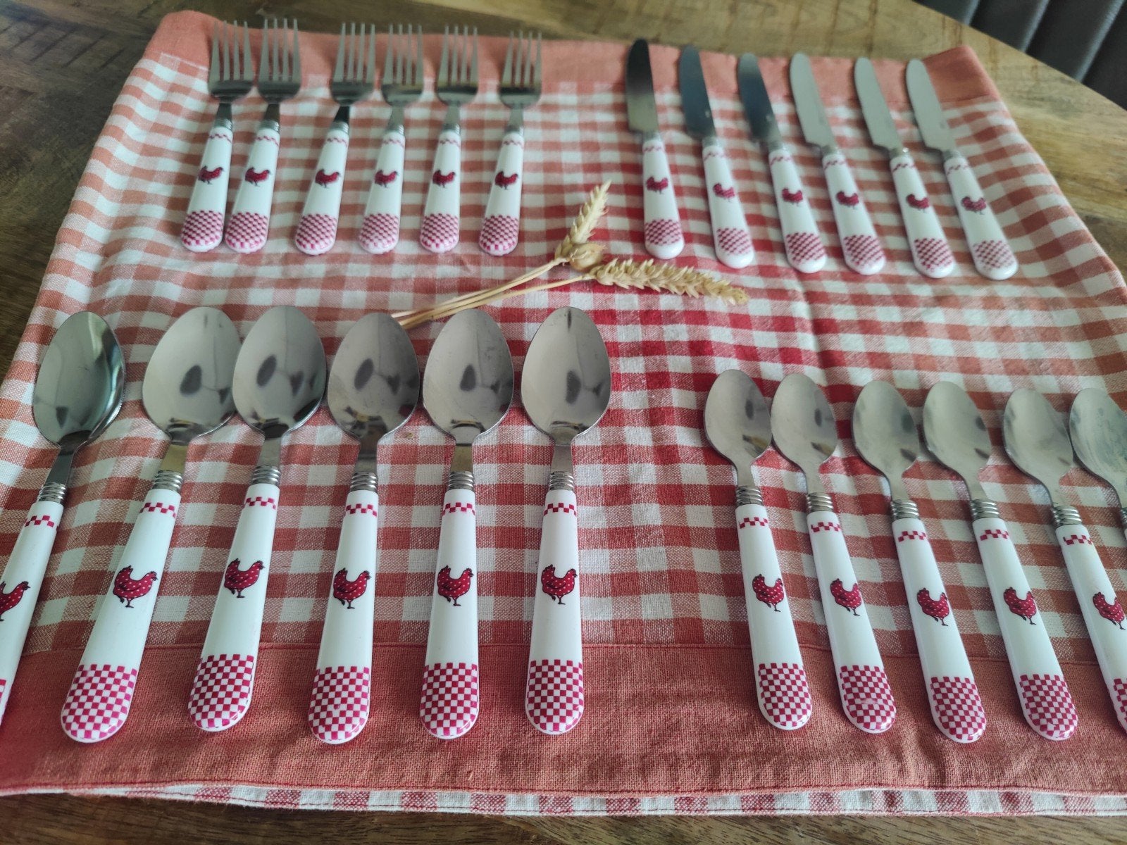 Bestekset met kippenprint - 24-delig, Ophalen of Verzenden