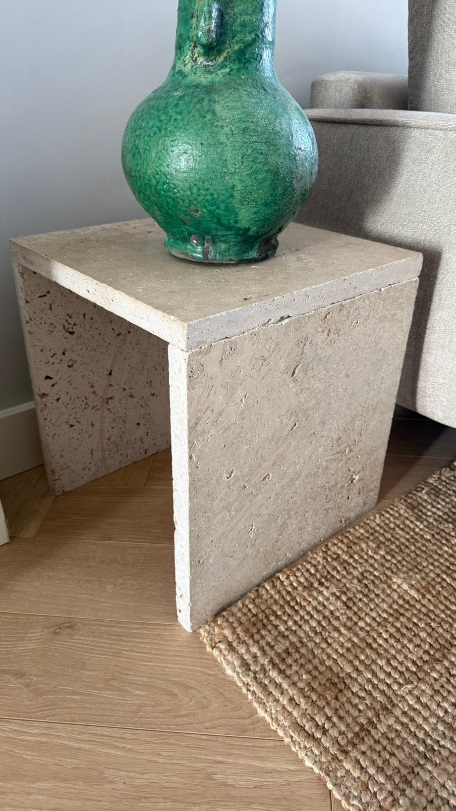 Marmeren bijzettaels 2x, Huis en Inrichting, Minder dan 55 cm, Rond, Zo goed als nieuw, Ophalen