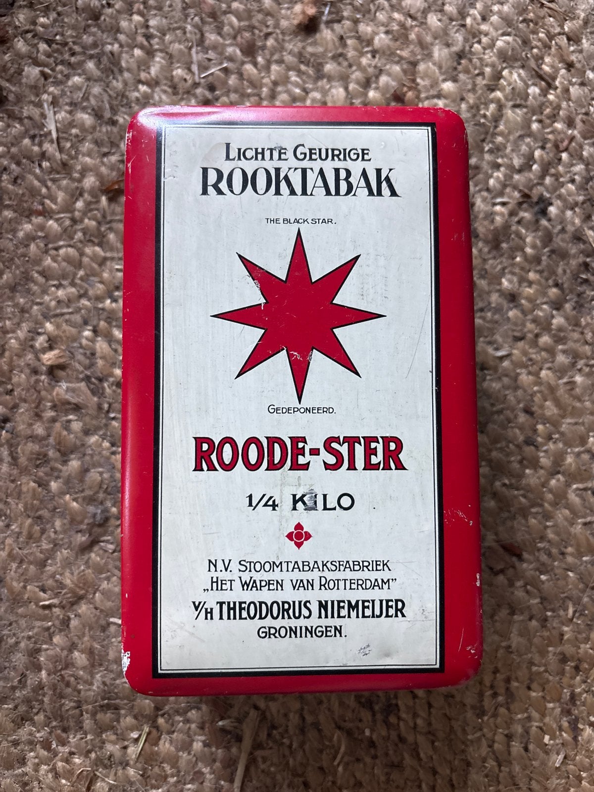 Vintage Roode Ster Tabaksblik - Theodorus Niemeyer, Verzamelen, Ophalen of Verzenden, Gebruikt, Overige, Overige merken