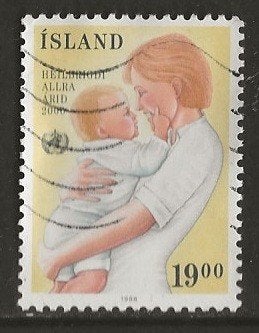 IJsland 9, verpleegster voor ceesie, Verzenden, IJsland, Gestempeld