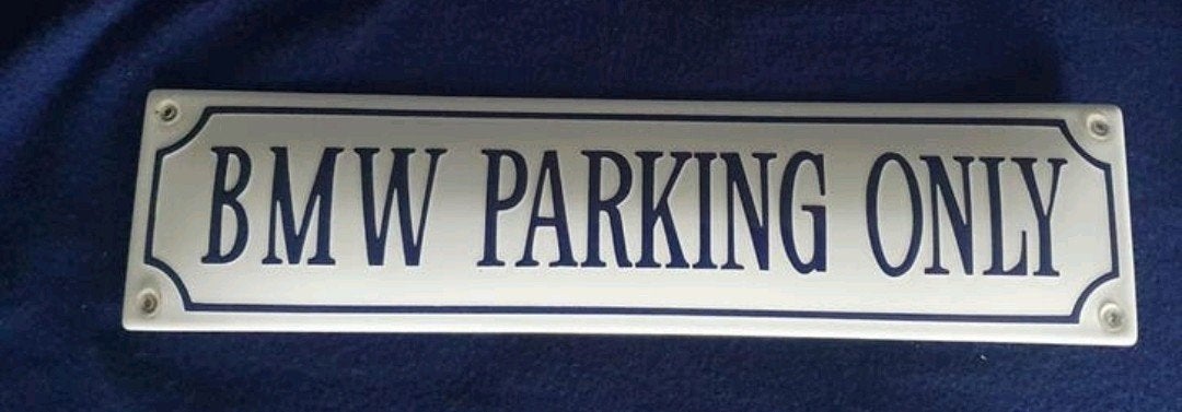 Emaille bord bmw  en de tekst parking only, Verzamelen, Ophalen of Verzenden, Auto's