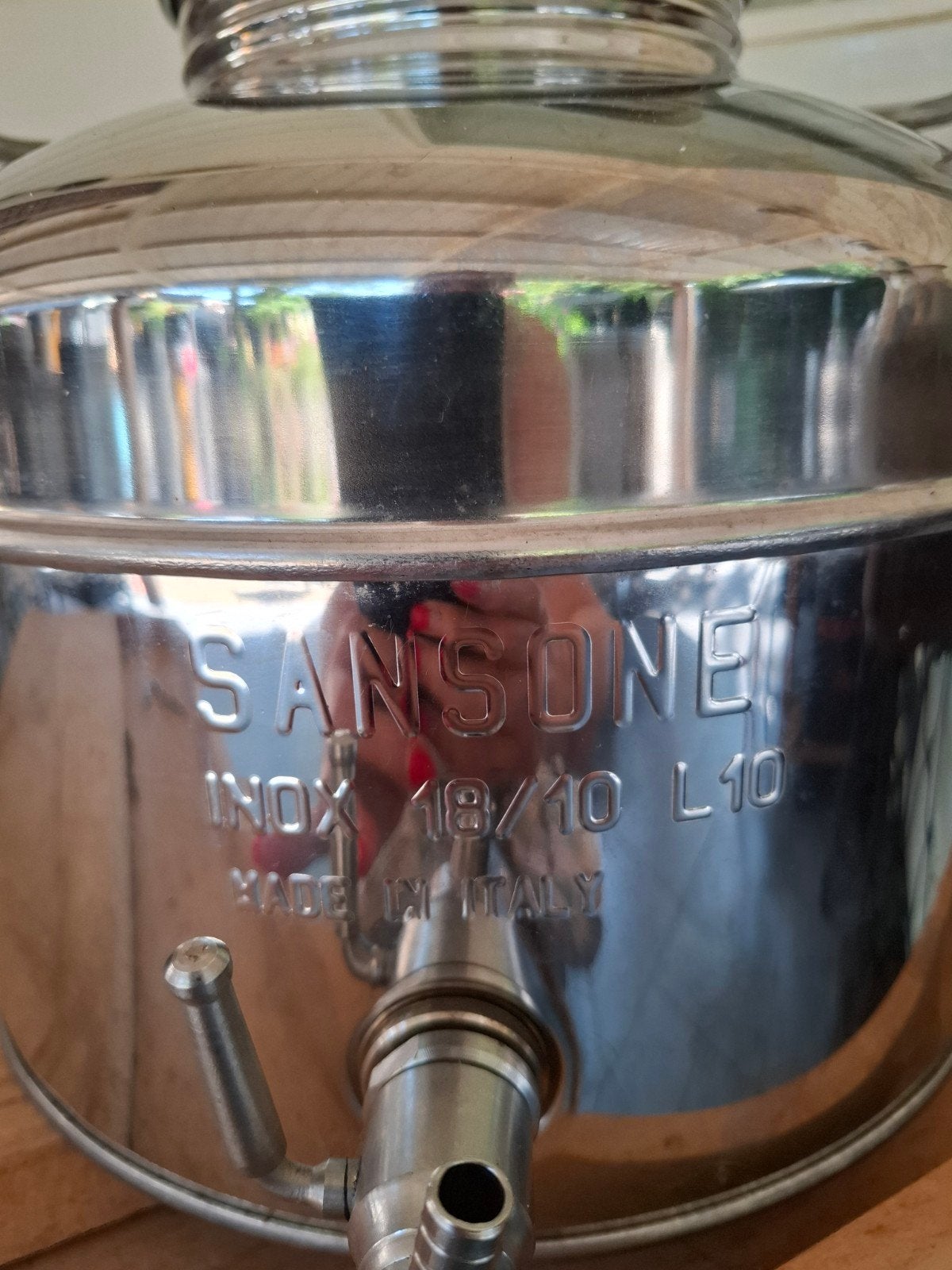 Sansone Inox 18/10 Olijfolie Kan 10L - Made in Italy, Zilver, Ophalen of Verzenden, Zo goed als nieuw, Voorraadpot