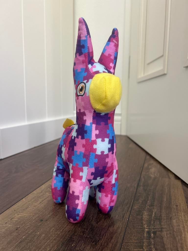 Kleurrijke Ezel Knuffel met Puzzelprint, Overige merken, Overige karakters, Overige typen, Ophalen of Verzenden
