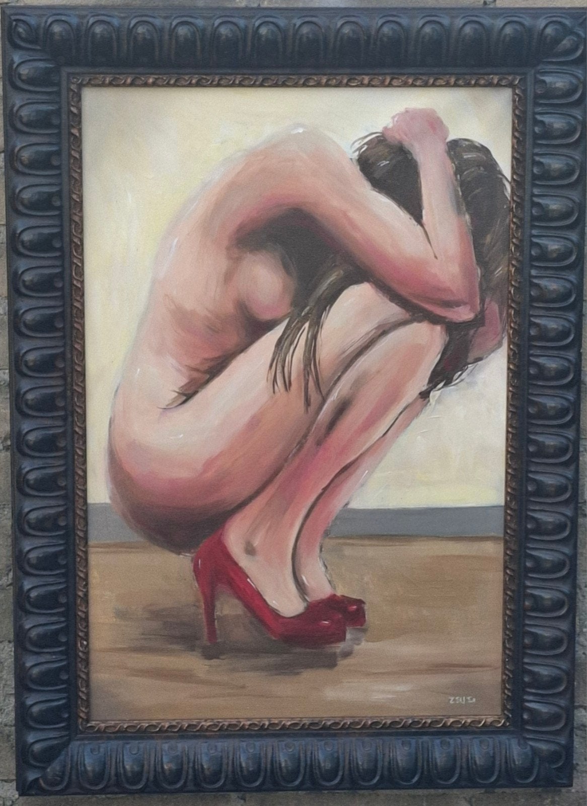 Andreas Zeug,  Hidden. Olie/doek. 53/73 cm. Certificaat., Antiek en Kunst, Ophalen, Doek, Portret of Personen, Realistisch