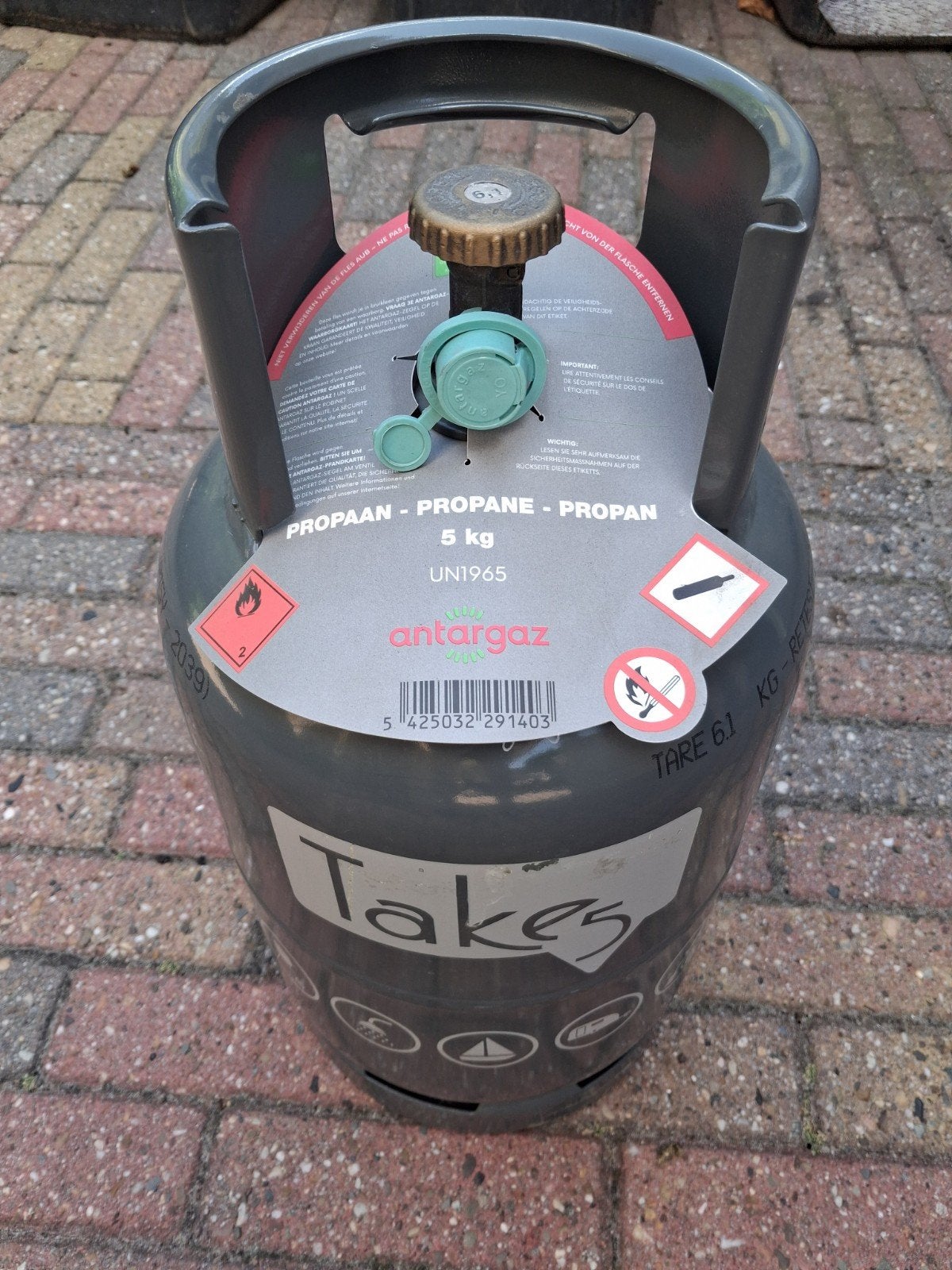 nieuwe gasfles, Ophalen