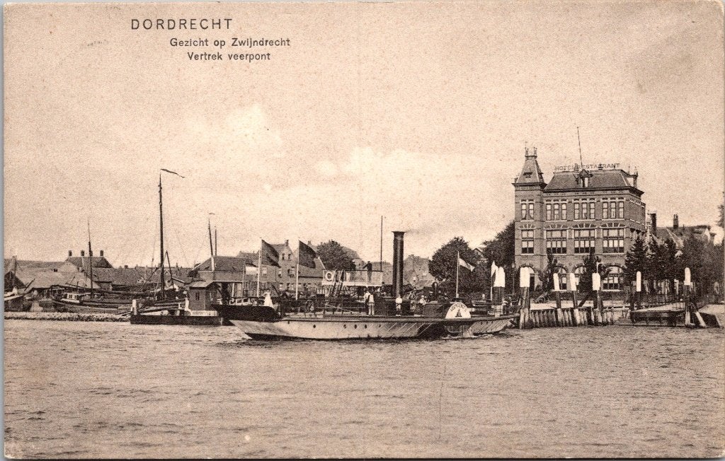 Dordrecht - Zwijndrecht - 12 antieke ansichtkaarten Veerpont, Verzenden, Voor 1920, Gelopen, Zuid-Holland