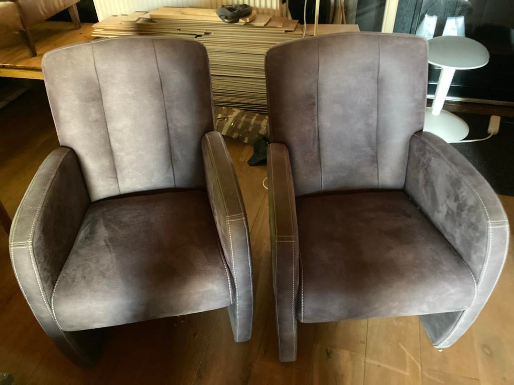 Twee leren stoelen, Huis en Inrichting, Ophalen, Gebruikt, Twee, Leer