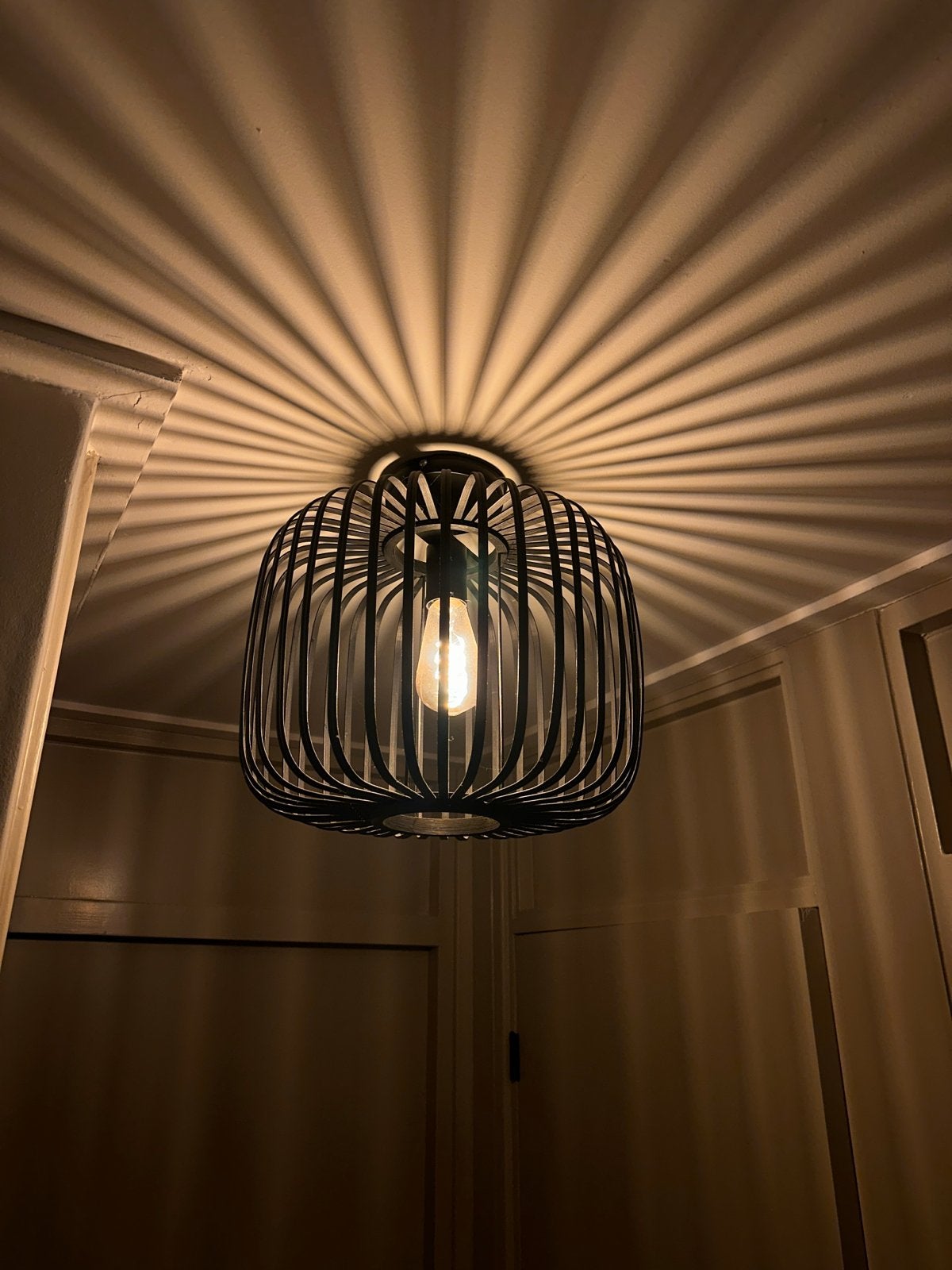 Moderne zwarte plafondlamp, Ophalen, Zo goed als nieuw, Metaal, Minder dan 50 cm