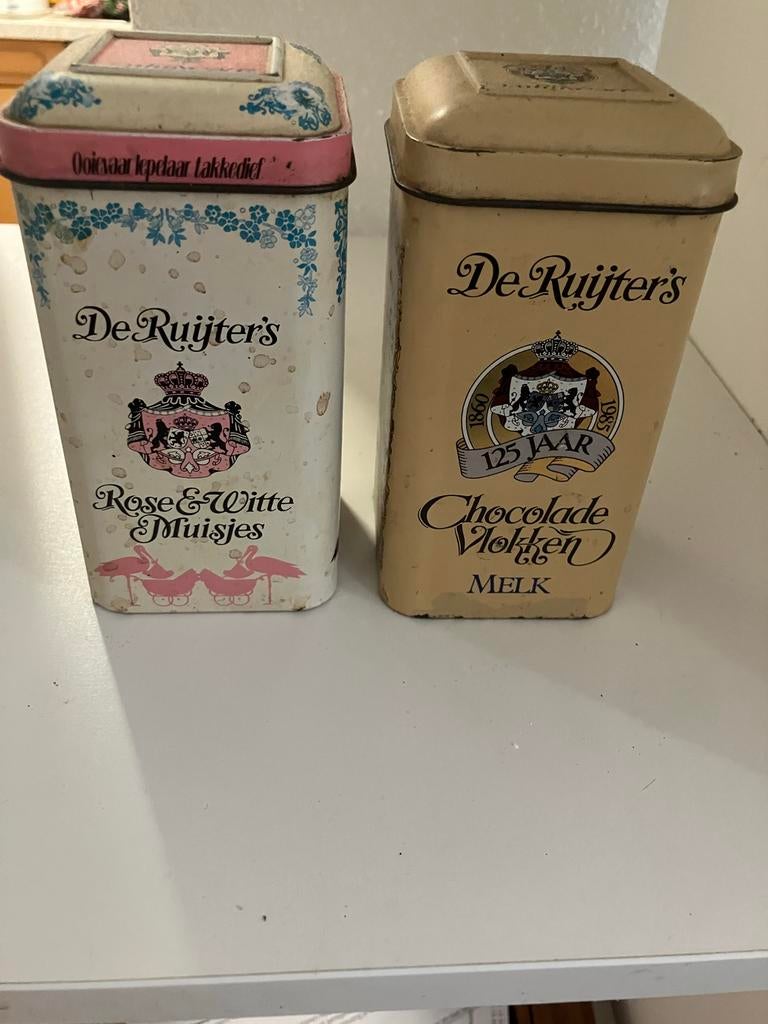 Vintage De Ruijter's Beschuitbussen (2 stuks), Ophalen of Verzenden, Gebruikt, Beschuit