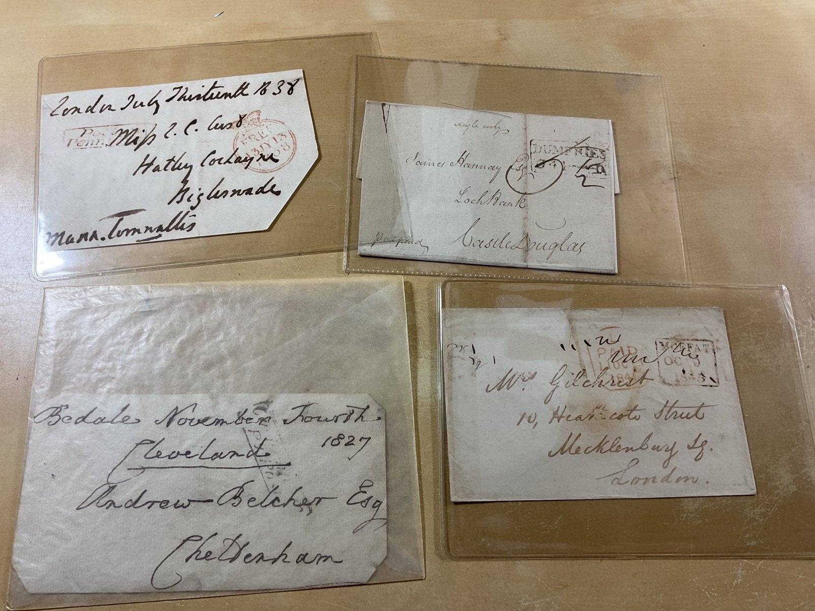 4 brieven/ briefstukken Groot Brittannie EO-filatelie, Postzegels en Munten, Brieven en Enveloppen | Buitenland, Ophalen of Verzenden