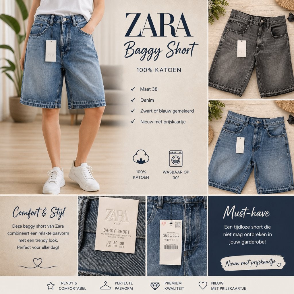 ZARA Baggy Short – Nieuw met prijskaartje!, Maat 38/40 (M), Overige kleuren, Kort, Zara