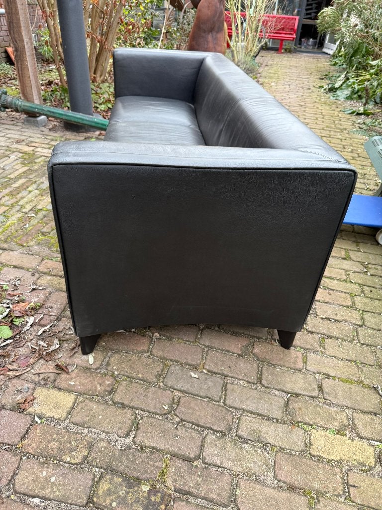 Wittmann Designbank Zwart leer Oostenrijk Nieuwstaat, 75 tot 100 cm, Zo goed als nieuw, Klassiek Tijdloos Modern Strak Chique Loungen