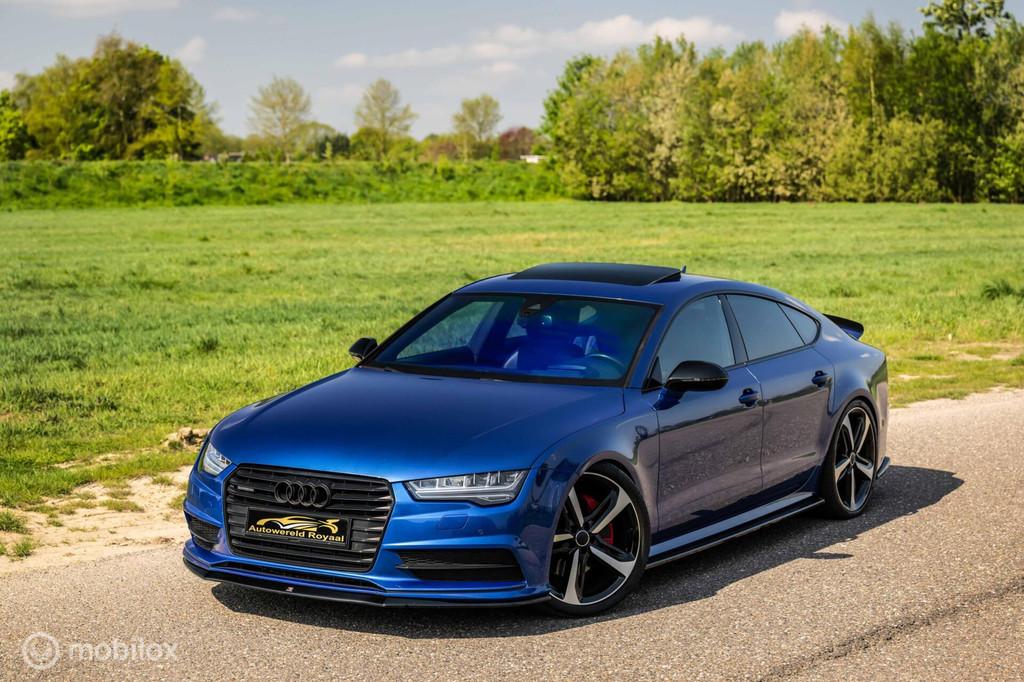 Dikke Audi A7 3.0BITDI*410PK*UNIEK*, Auto's, Gebruikt, Zwart, Overige carrosserieën, Blauw