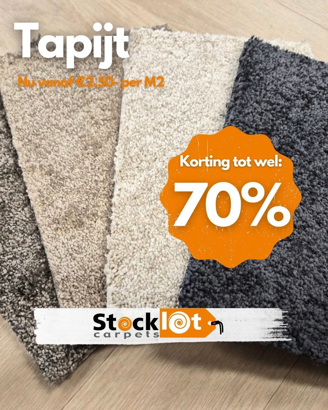 De tapijten groothandel van de regio, 75 m² of meer, Nieuw, Grijs, Ophalen of Verzenden