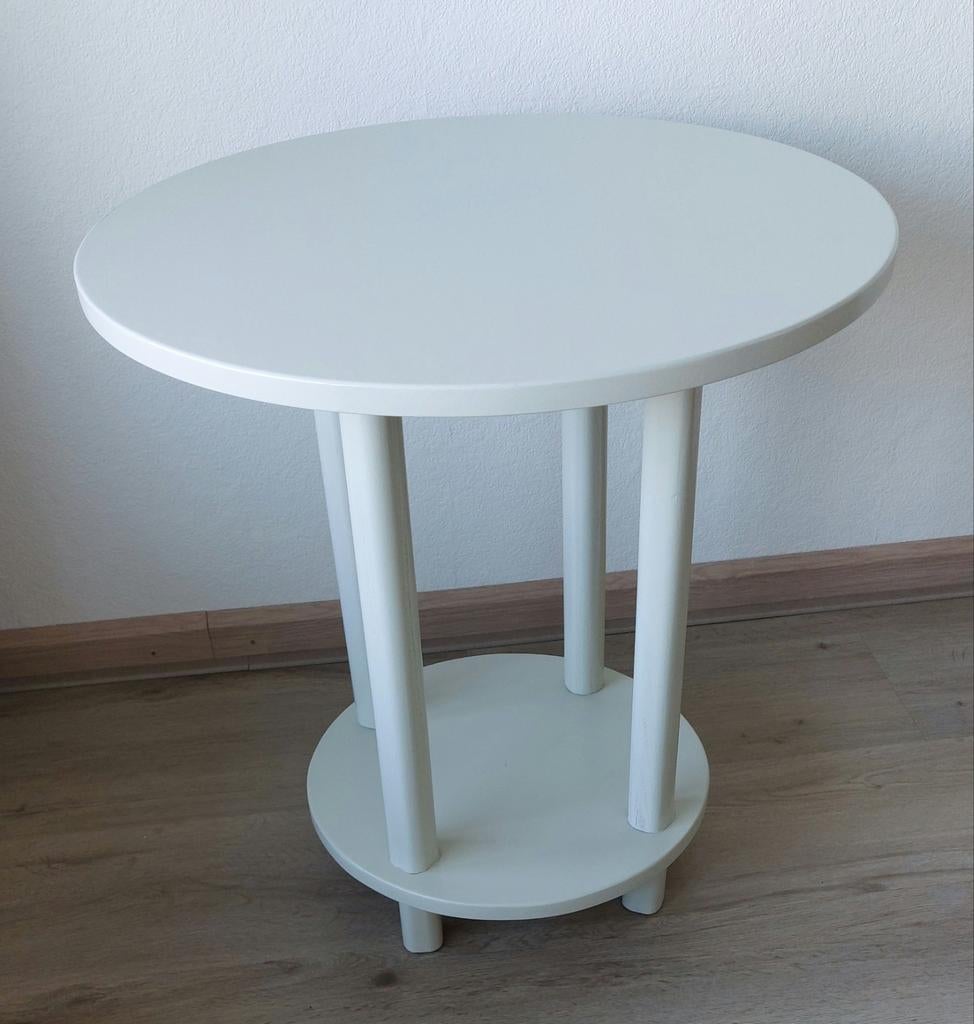 Witte houten bijzettafel (60x63cm) met tafelkleden, Ophalen